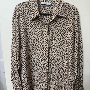 Vintage / L / 100% Silk / Leopard Print Blouse / Mobwife / Office / 80s / 90s